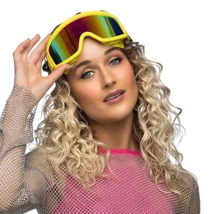 Lunettes de ski pour fête et déguisement – Jaune fluo