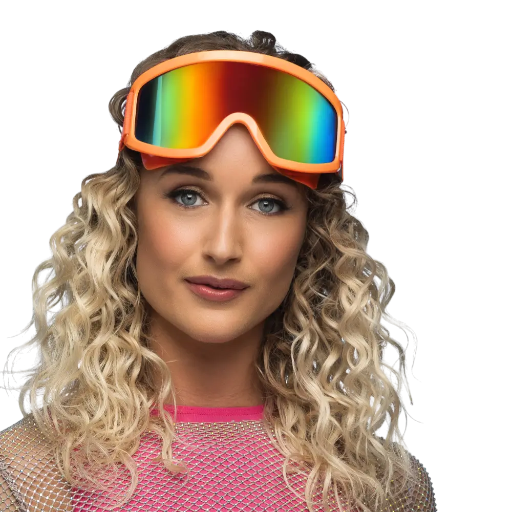 Lunettes de ski pour fête et déguisement – Orange fluo