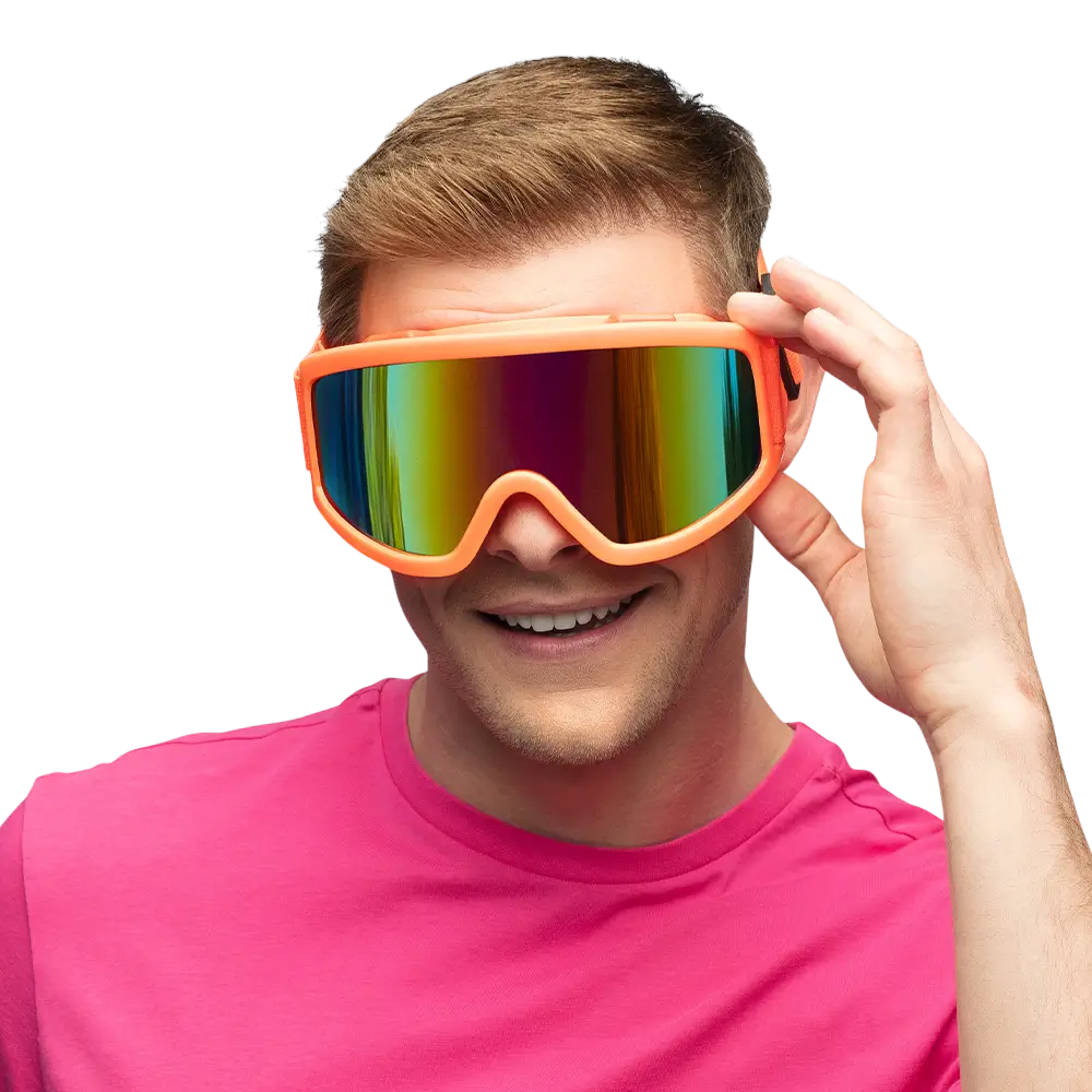 Lunettes de ski pour fête et déguisement – Orange fluo