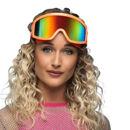 Lunettes de ski pour fête et déguisement – Orange fluo