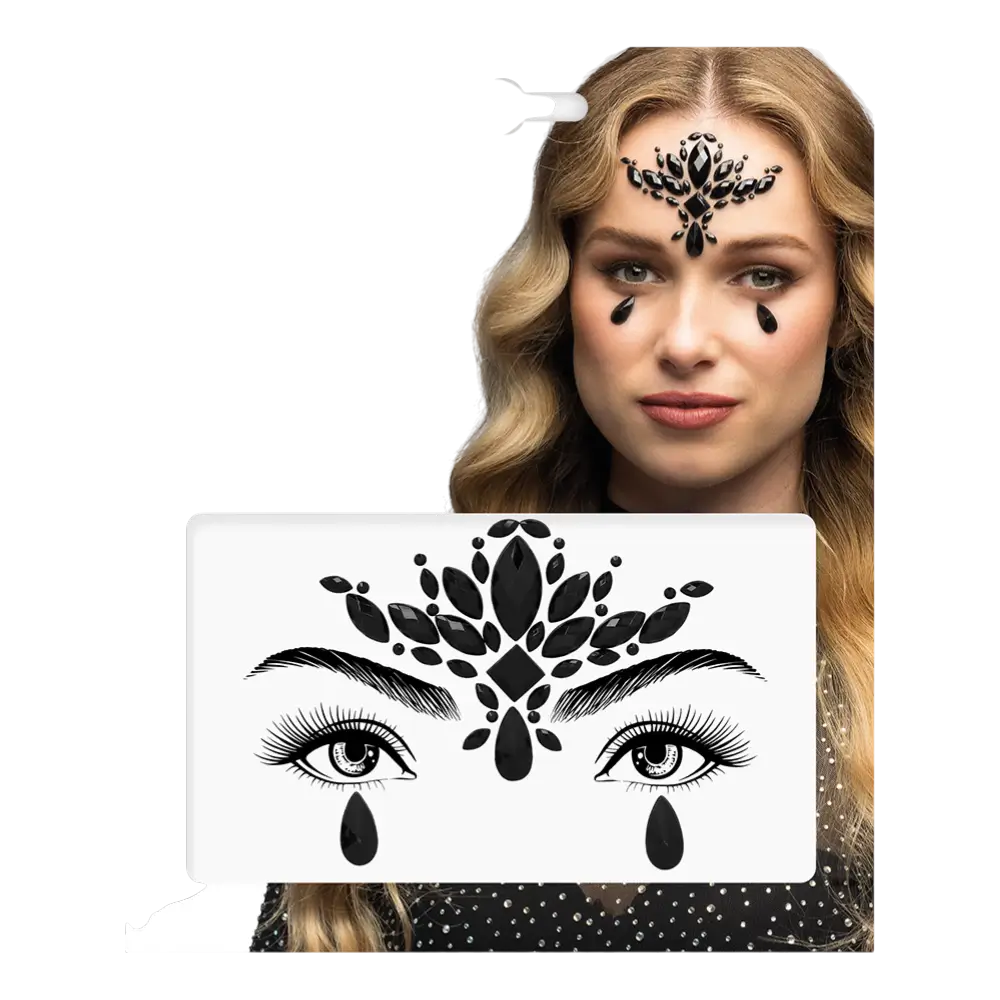Strass adhésifs visage Madeline – Noir