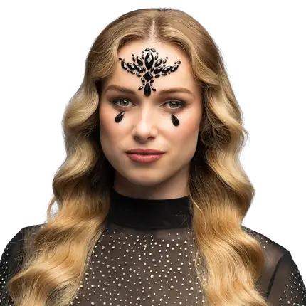 Strass adhésifs visage "Madeline" – Noir