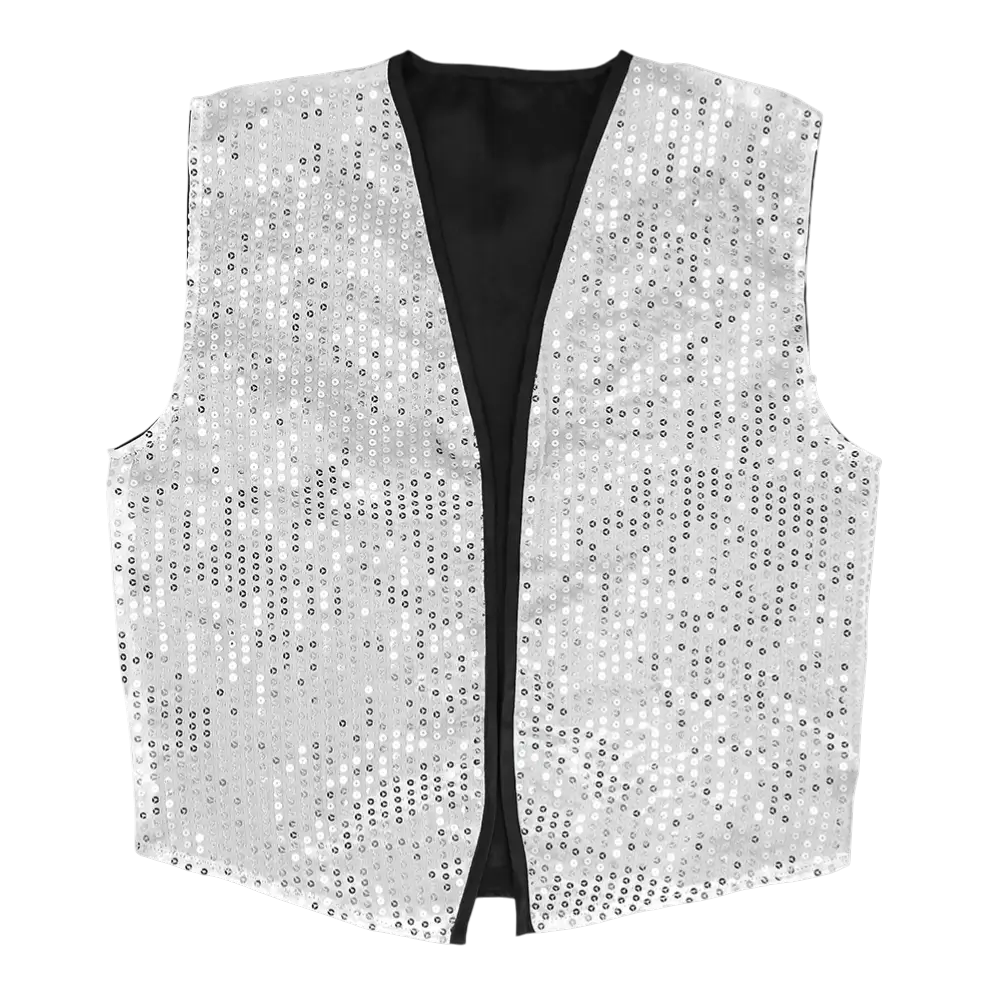 Gilet à sequins et nœud papillon Spangles – Taille M/L – Argent