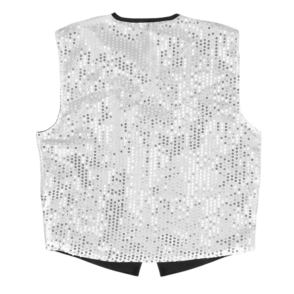 Gilet à sequins et nœud papillon Spangles – Taille M/L – Argent