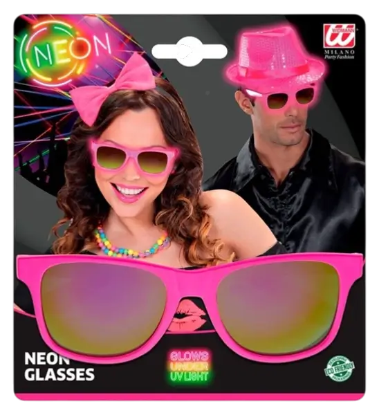 Lunettes néon Rose fluo années 80 – Verres miroir effet Revo