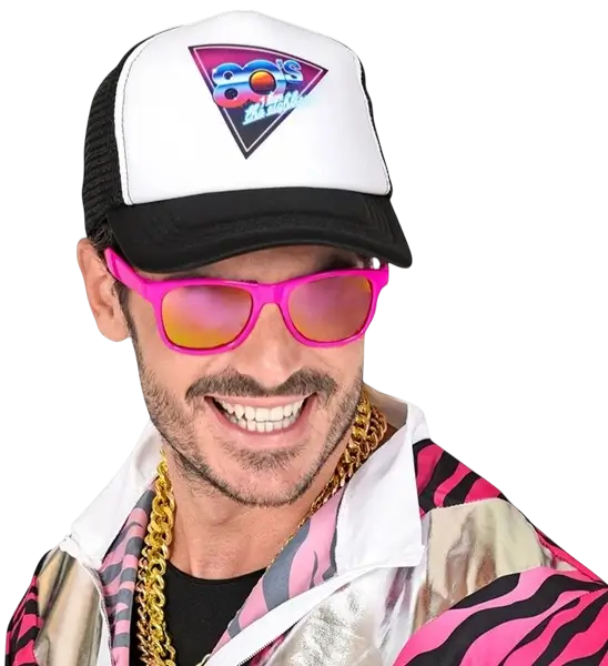 Lunettes néon Rose fluo années 80 – Verres miroir effet Revo