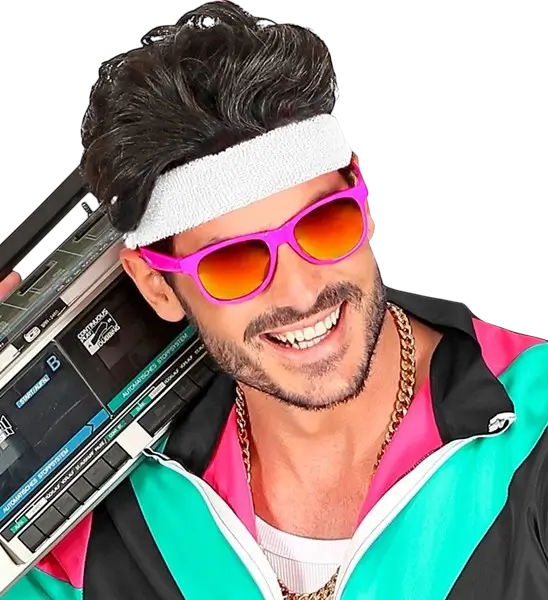 Lunettes néon Rose fluo années 80 – Verres miroir effet Revo