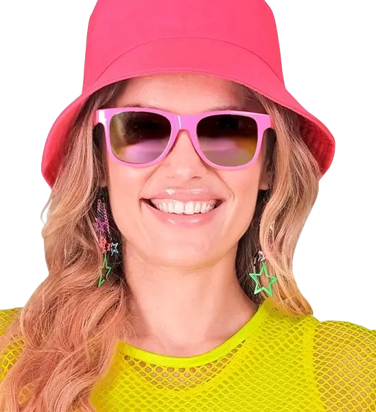 Lunettes néon Rose fluo années 80 – Verres miroir effet Revo