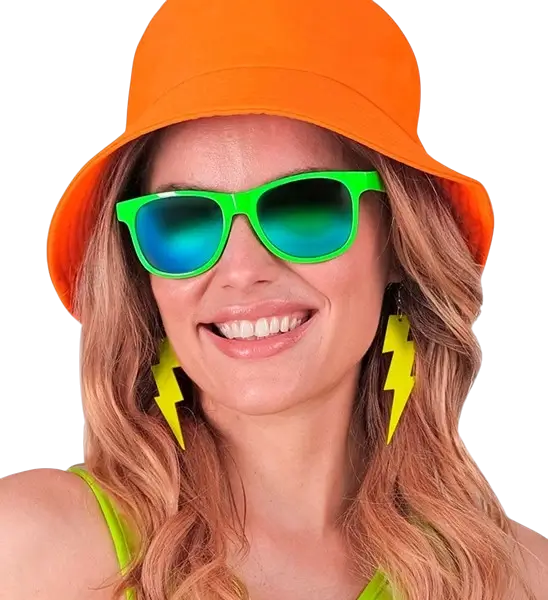 Lunettes néon Vert fluo années 80 – Verres miroir effet Revo