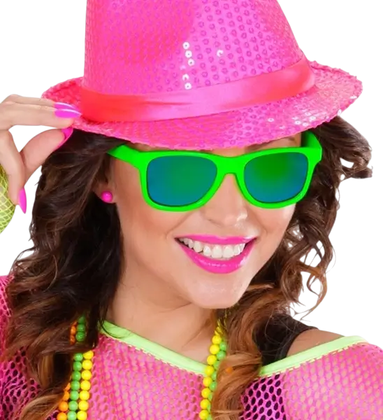 Lunettes néon Vert fluo années 80 – Verres miroir effet Revo