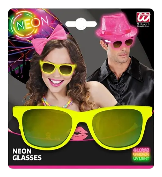 Lunettes néon Jaune fluo années 80 – Verres miroir effet Revo