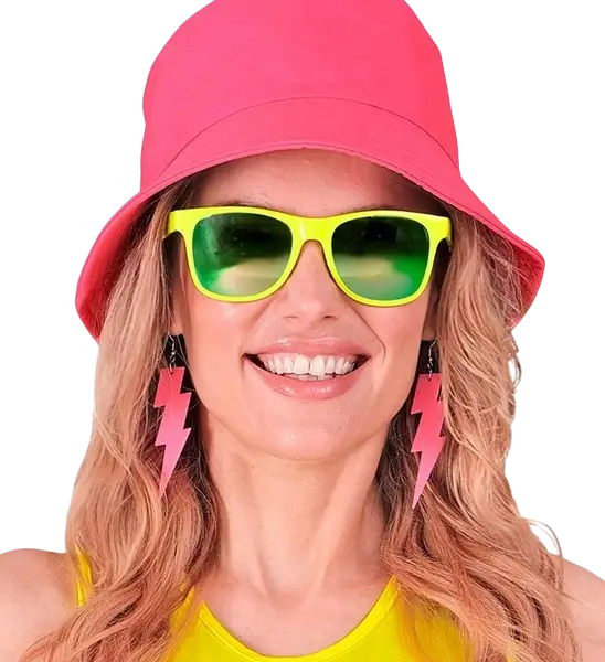 Lunettes néon Jaune fluo années 80 – Verres miroir effet Revo