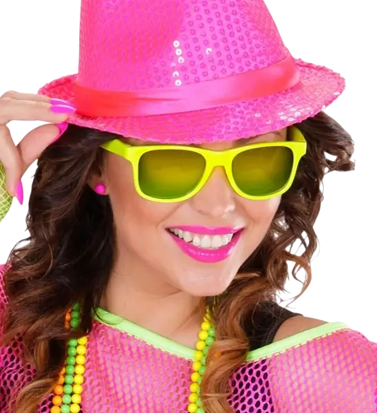 Lunettes néon Jaune fluo années 80 – Verres miroir effet Revo