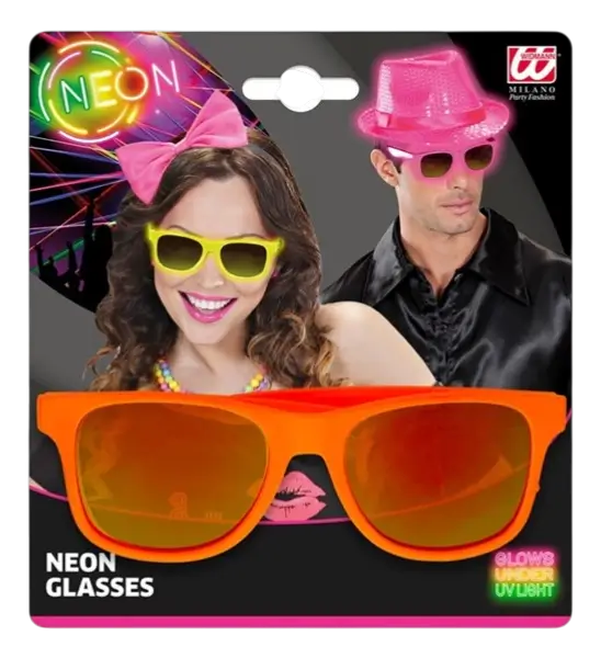 Lunettes néon Orange fluo années 80 – Verres miroir effet Revo
