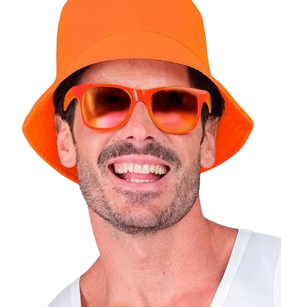Lunettes néon Orange fluo années 80 – Verres miroir effet Revo