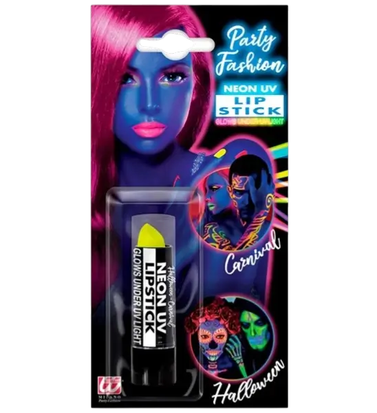 Rouge à lèvres Jaune fluo UV – Maquillage visage Halloween Carnaval – 6 ml