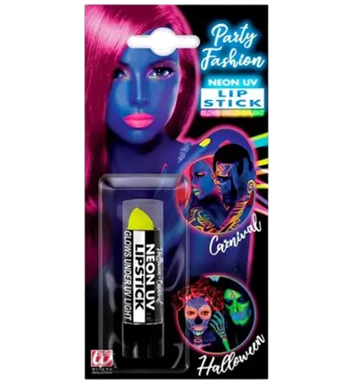 Rouge à lèvres Jaune fluo UV – Maquillage visage Halloween Carnaval – 6 ml