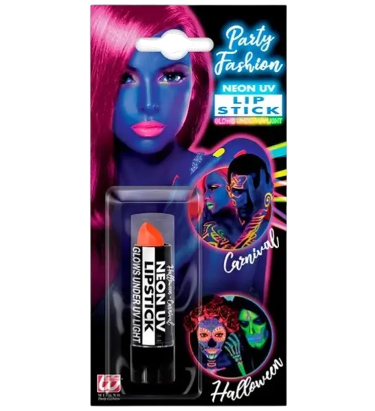 Rouge à lèvres Orange fluo UV – Maquillage visage Halloween Carnaval – 6 ml