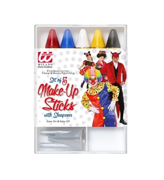 Crayons de maquillage visage – Kit 5 couleurs avec taille-crayon – Fête Halloween Carnaval