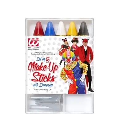 Crayons de maquillage visage – Kit 5 couleurs avec taille-crayon – Fête Halloween Carnaval