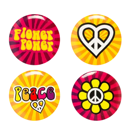 Lot de 4 Badges Hippie – Accessoires Flower Power