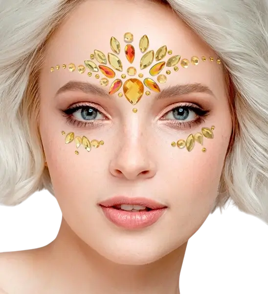 Bijoux Visage Diamants Jaunes – Strass Festival