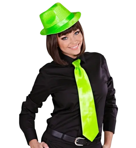 Cravate Satin Vert Fluo – Accessoire Soirée Années 80