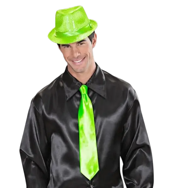 Cravate Satin Vert Fluo – Accessoire Soirée Années 80