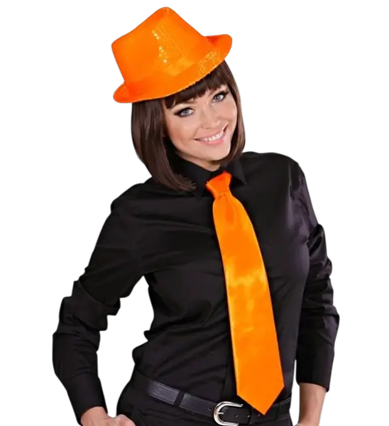 Cravate Satin Orange Fluo – Accessoire Soirée Années 80