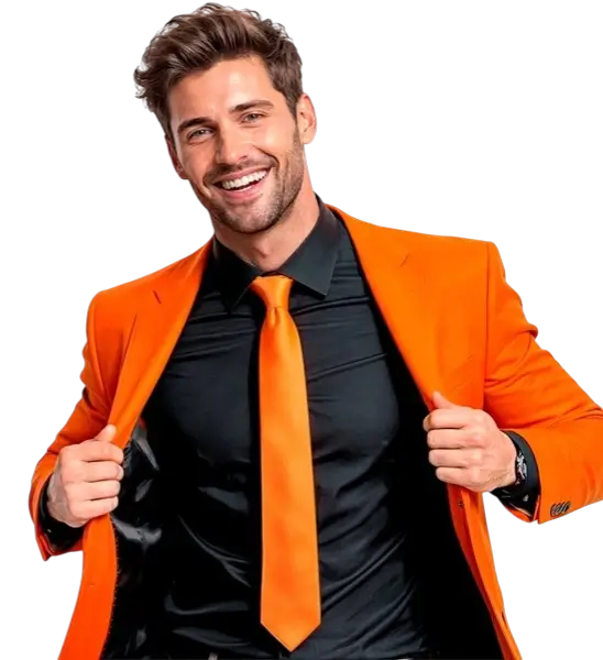 Cravate Satin Orange Fluo – Accessoire Soirée Années 80