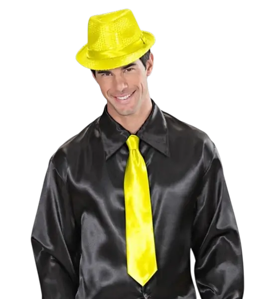 Cravate Satin Jaune Fluo – Accessoire Soirée Années 80