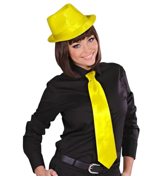 Cravate Satin Jaune Fluo – Accessoire Soirée Années 80