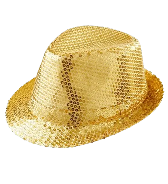 Chapeau Pailleté Doré - Accessoire Soirée Disco