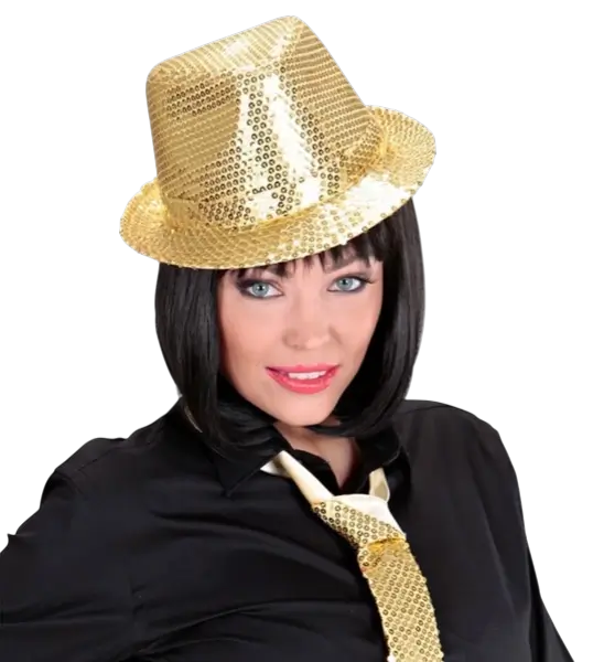 Chapeau Pailleté Doré - Accessoire Soirée Disco
