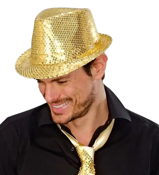 Chapeau Pailleté Doré - Accessoire Soirée Disco