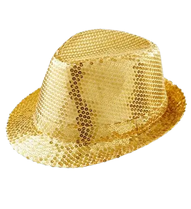 Chapeau Pailleté Doré - Accessoire Soirée Disco