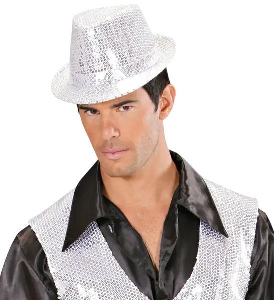 Chapeau Pailleté Argenté - Accessoire Soirée Disco