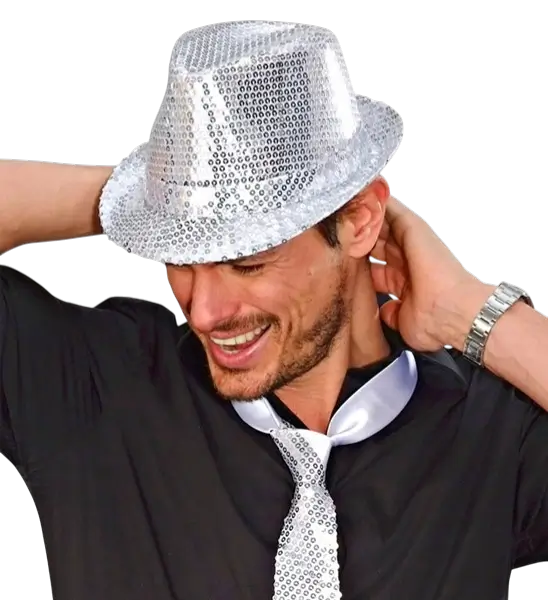 Chapeau Pailleté Argenté - Accessoire Soirée Disco