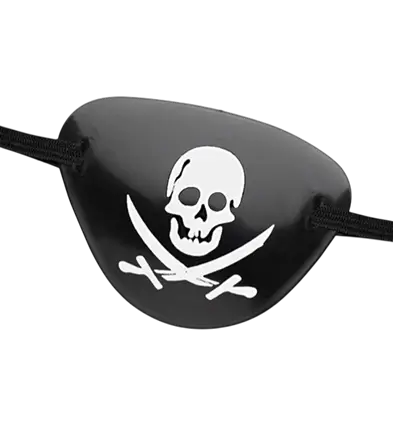 Chapeau de pirate et cache-oeil motif tête de mort noir rouge blanc