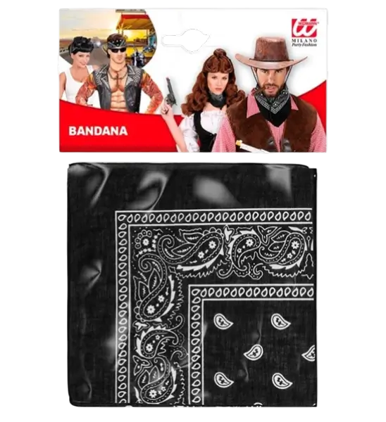 Bandana Noir Cowboy 55x55 cm – Foulard Western