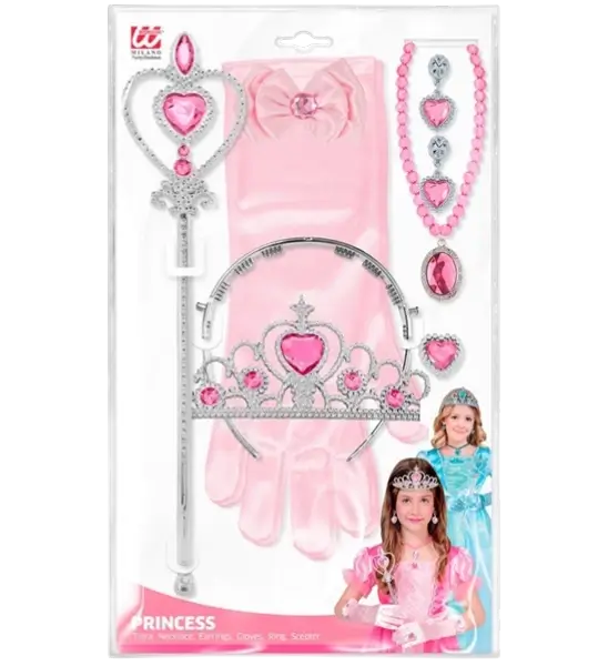 Kit Princesse Complet – Tiare, Gants, Collier, Bague et Baguette