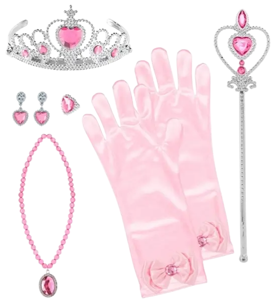 Kit Princesse Complet – Tiare, Gants, Collier, Bague et Baguette