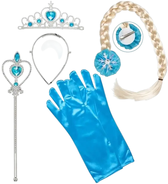 Kit Princesse des Neiges – Tiare, Natte, Gants et Baguette Magique