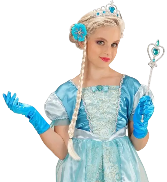 Kit Princesse des Neiges – Tiare, Natte, Gants et Baguette Magique