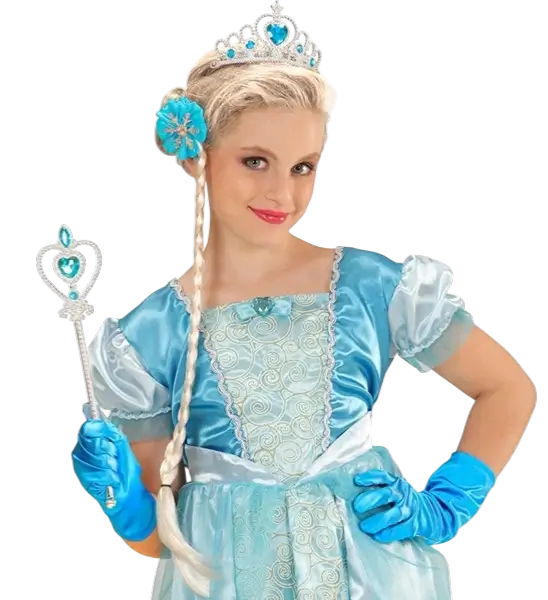 Kit Princesse des Neiges – Tiare, Natte, Gants et Baguette Magique