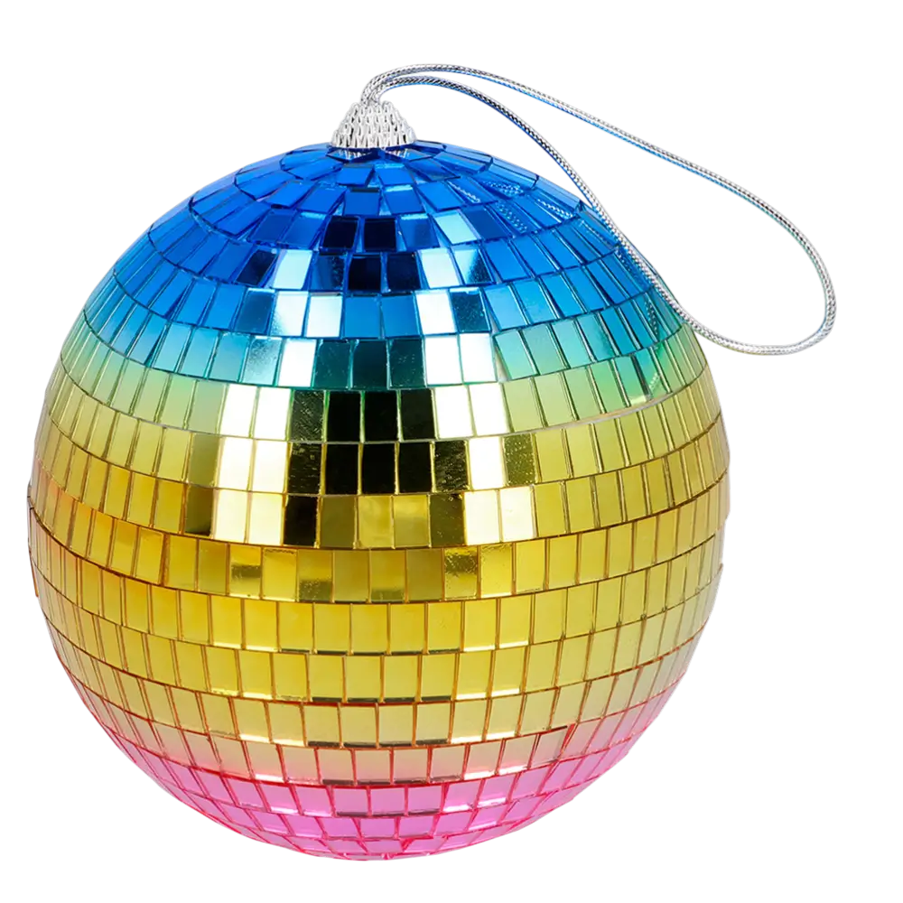 Boule Disco Arc-en-ciel 15 cm – Décoration Fête Disco &amp; Années 80