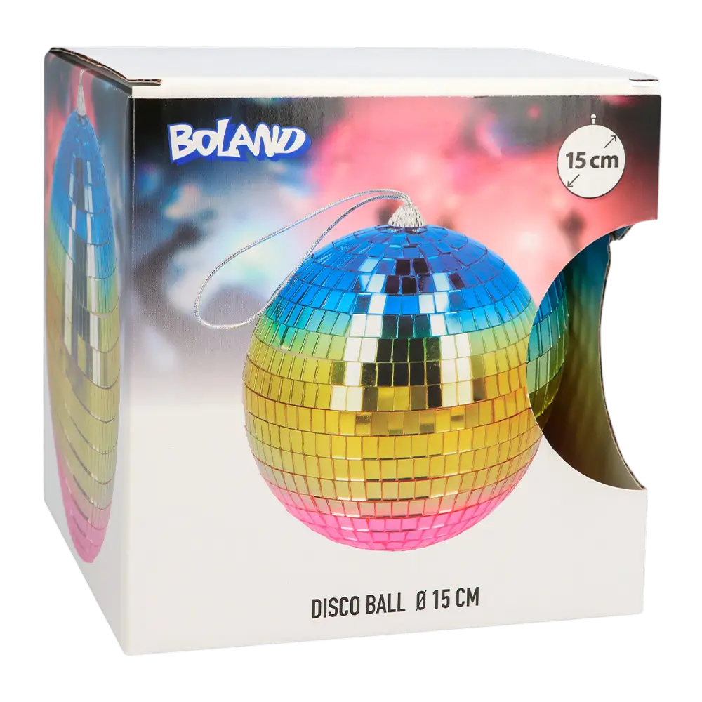 Boule Disco Arc-en-ciel 15 cm – Décoration Fête Disco &amp; Années 80