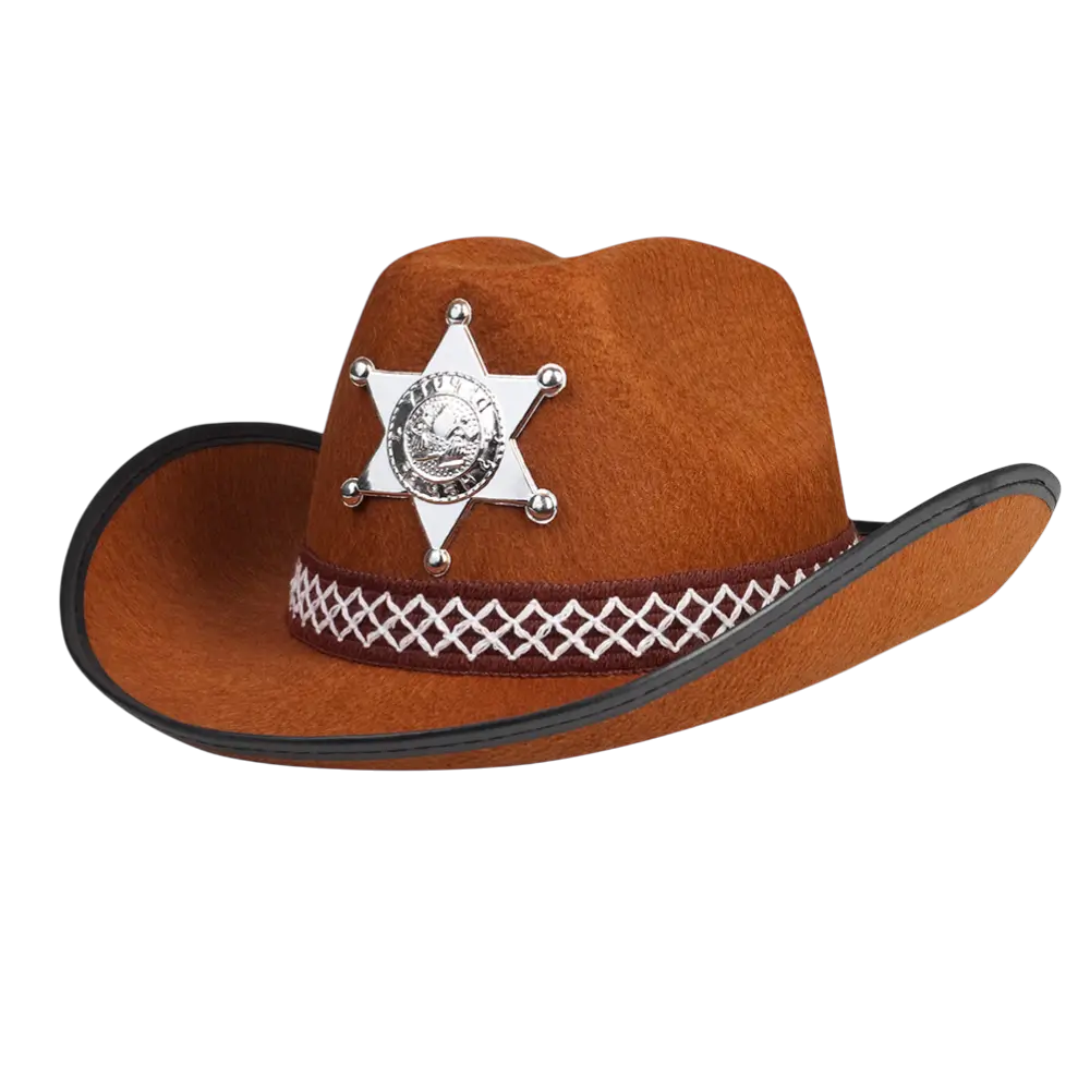 Chapeau Cowboy Enfant Sheriff Marron – Accessoire Déguisement Far West