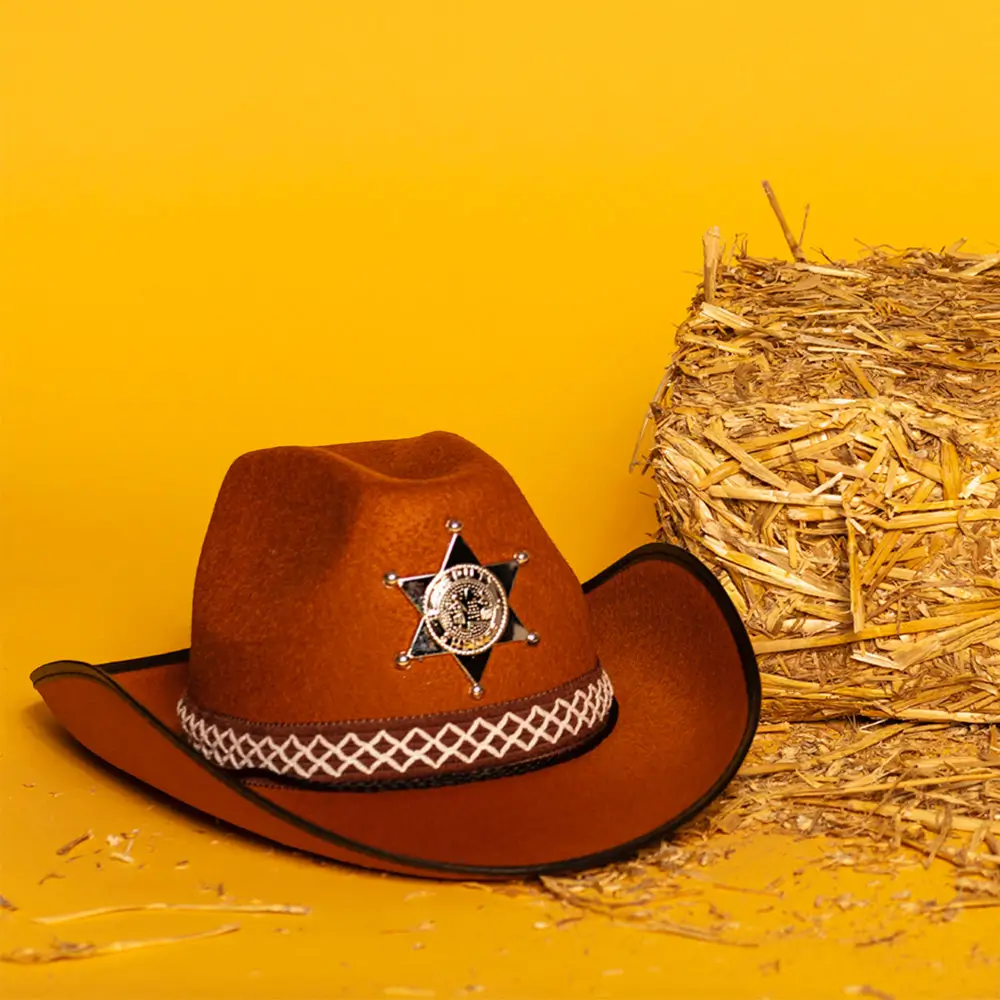 Chapeau Cowboy Enfant Sheriff Marron – Accessoire Déguisement Far West