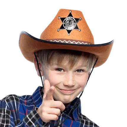 Chapeau Cowboy Enfant Sheriff Marron – Accessoire Déguisement Far West